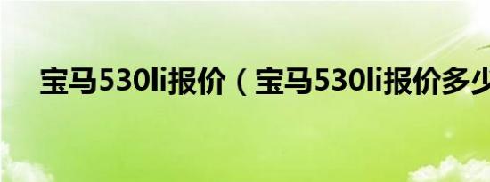 宝马530li报价（宝马530li报价多少钱）