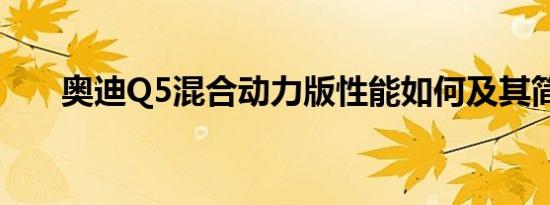 奥迪Q5混合动力版性能如何及其简介