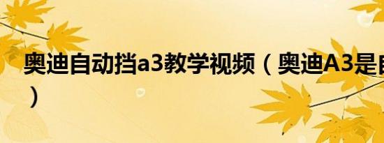 奥迪自动挡a3教学视频（奥迪A3是自动挡吗）