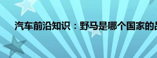 汽车前沿知识：野马是哪个国家的品牌