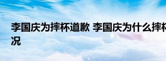 李国庆为摔杯道歉 李国庆为什么摔杯具体情况