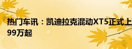 热门车讯：凯迪拉克混动XT5正式上市 售47.99万起