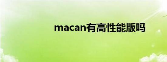 macan有高性能版吗