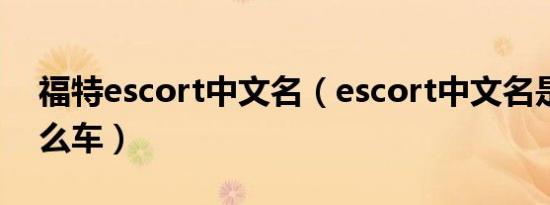 福特escort中文名（escort中文名是福特什么车）