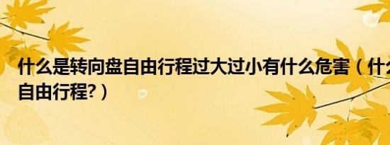 什么是转向盘自由行程过大过小有什么危害（什么是转向盘自由行程?）