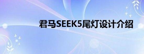 君马SEEK5尾灯设计介绍