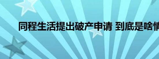 同程生活提出破产申请 到底是啥情况