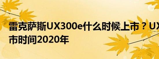 雷克萨斯UX300e什么时候上市？UX300e上市时间2020年