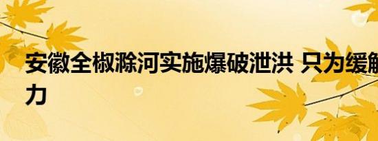 安徽全椒滁河实施爆破泄洪 只为缓解防汛压力