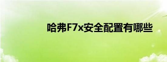 哈弗F7x安全配置有哪些