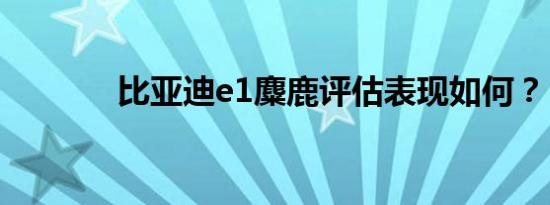 比亚迪e1麋鹿评估表现如何？