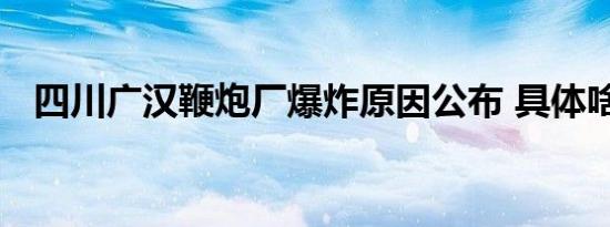 四川广汉鞭炮厂爆炸原因公布 具体啥情况