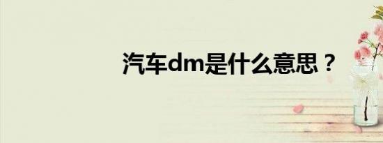 汽车dm是什么意思？