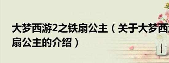 大梦西游2之铁扇公主（关于大梦西游2之铁扇公主的介绍）