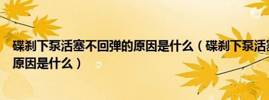 碟刹下泵活塞不回弹的原因是什么（碟刹下泵活塞不回弹的原因是什么）