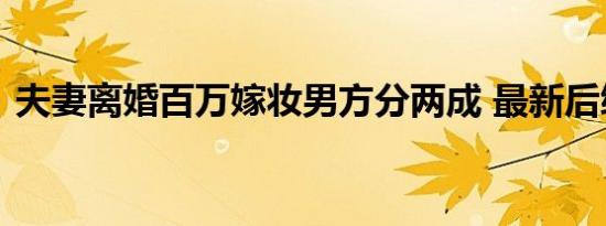 夫妻离婚百万嫁妆男方分两成 最新后续进展