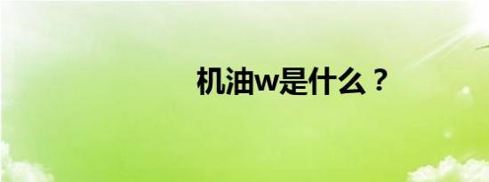 机油w是什么？