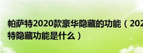 帕萨特2020款豪华隐藏的功能（2021款帕萨特隐藏功能是什么）