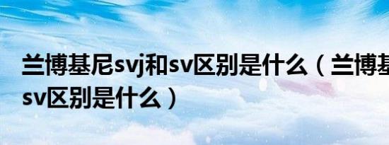 兰博基尼svj和sv区别是什么（兰博基尼svj和sv区别是什么）