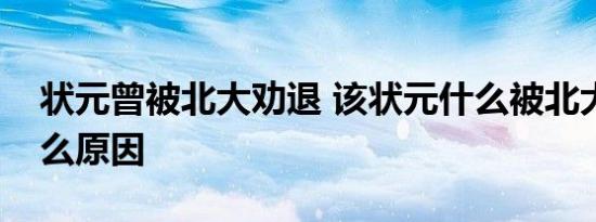 状元曾被北大劝退 该状元什么被北大劝退什么原因