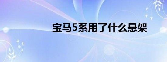 宝马5系用了什么悬架