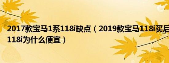 2017款宝马1系118i缺点（2019款宝马118i买后感宝马1系118i为什么便宜）