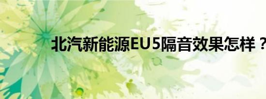 北汽新能源EU5隔音效果怎样？