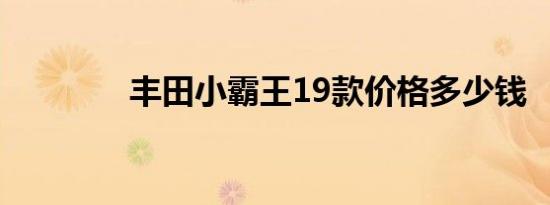 丰田小霸王19款价格多少钱