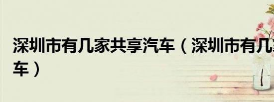 深圳市有几家共享汽车（深圳市有几家共享汽车）