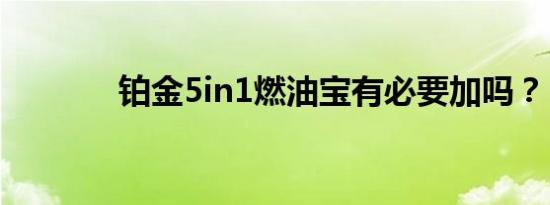 铂金5in1燃油宝有必要加吗？