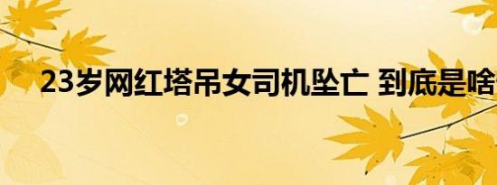 23岁网红塔吊女司机坠亡 到底是啥情况