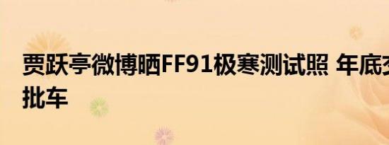 贾跃亭微博晒FF91极寒测试照 年底交付第一批车