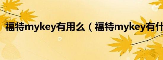 福特mykey有用么（福特mykey有什么用）