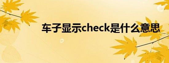 车子显示check是什么意思