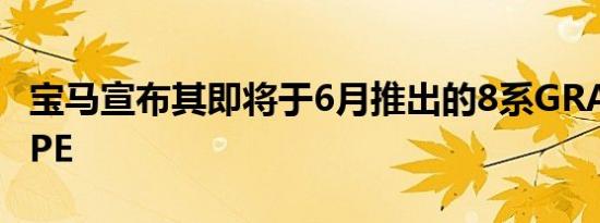 宝马宣布其即将于6月推出的8系GRAN COUPE