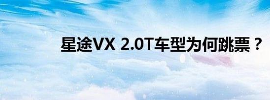 星途VX 2.0T车型为何跳票？