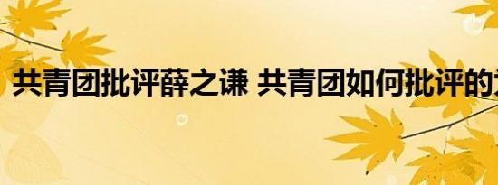 共青团批评薛之谦 共青团如何批评的为什么