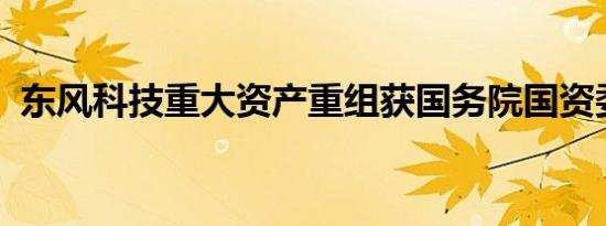 东风科技重大资产重组获国务院国资委批复