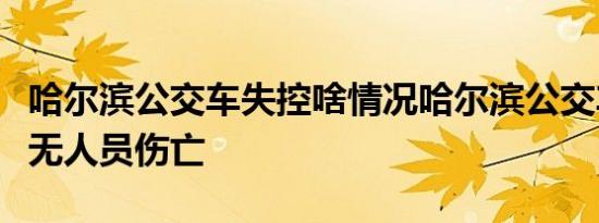 哈尔滨公交车失控啥情况哈尔滨公交车失控有无人员伤亡