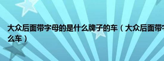 大众后面带字母的是什么牌子的车（大众后面带字母的是什么车）