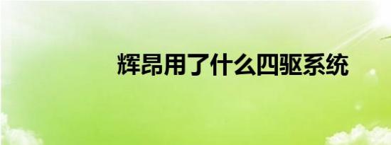 辉昂用了什么四驱系统