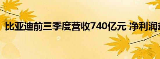 比亚迪前三季度营收740亿元 净利润却降低