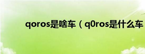 qoros是啥车（q0ros是什么车）