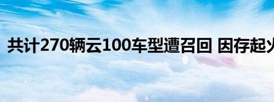 共计270辆云100车型遭召回 因存起火风险 