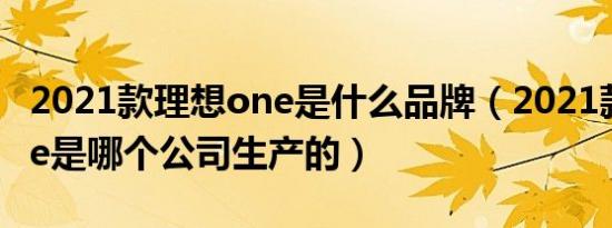 2021款理想one是什么品牌（2021款理想one是哪个公司生产的）