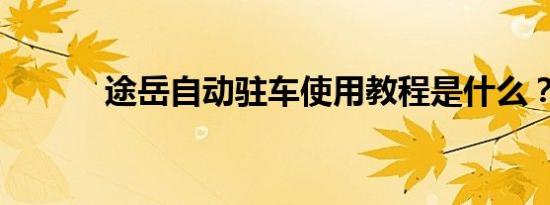 途岳自动驻车使用教程是什么？