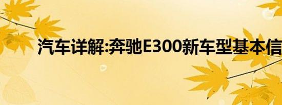 汽车详解:奔驰E300新车型基本信息