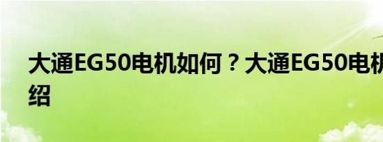 大通EG50电机如何？大通EG50电机参数介绍