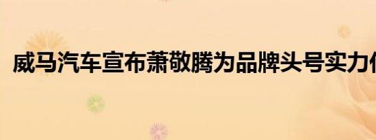 威马汽车宣布萧敬腾为品牌头号实力代言人