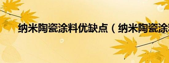 纳米陶瓷涂料优缺点（纳米陶瓷涂料）